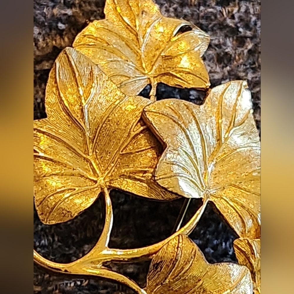 Christian Dior Vintage Gold Leaf Brooch Grosse - Picture 13 of 15